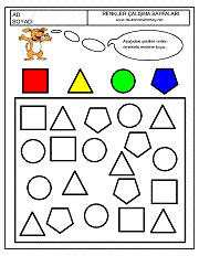 renkler çalışma sayfaları; okul öncesi örneğe göre boya çalışmaları